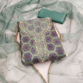Blue Organza with position handwork Unstitched suit